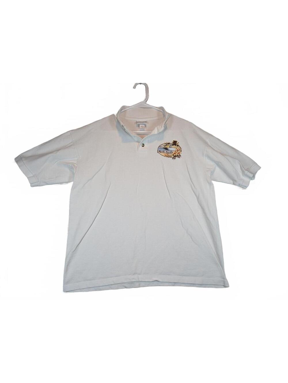 Anvil Cotton Deluxe Myrtle Beach Pique Polo Tourist Shirt Mens Large White Top